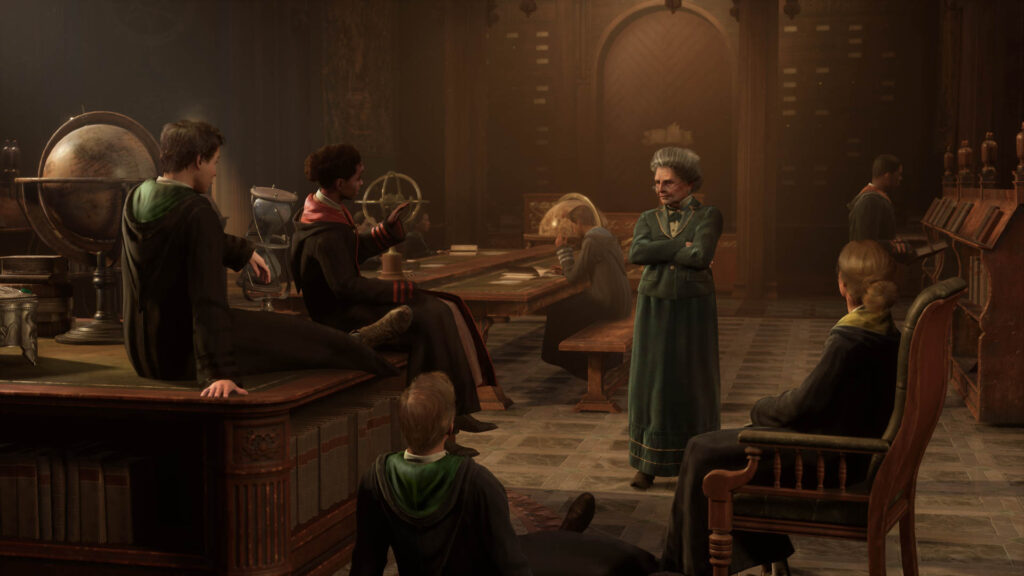 Capture d'écran d'un cours de sorcellerie dans Hogwarts Legacy sur PC