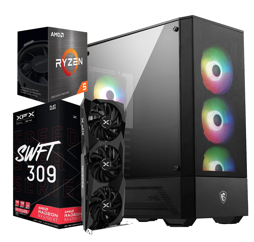 PC Gamer Config PC Recommandée Confort HD/1080p AMD Ryzen 5 5600 Boitier MSI MagForge 111R et AMD Radeon RX 6700 XT pour The Witcher 3 Next-Gen Update